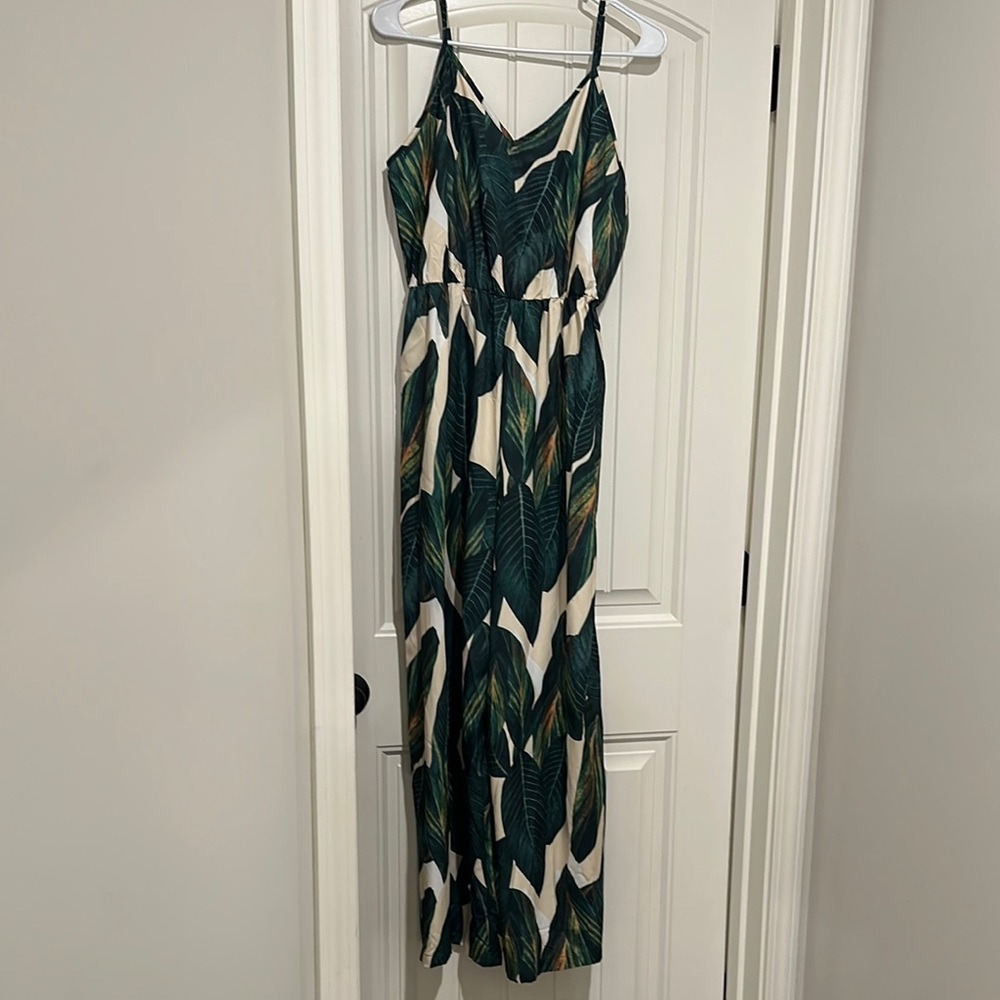 Tropical Leaf Print Romper